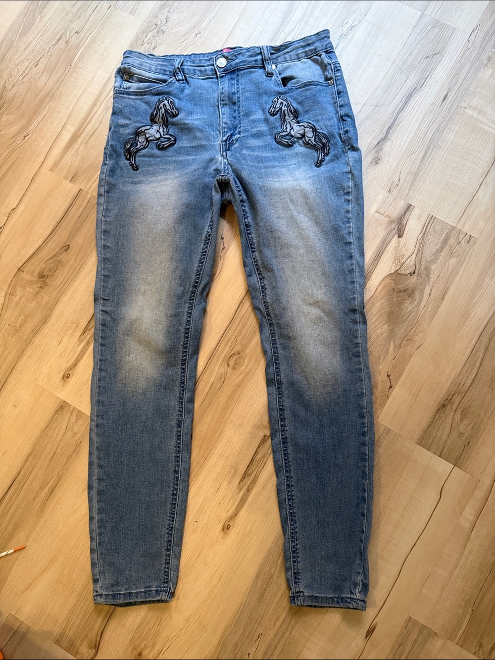 Catherine Malandrino Womens Skinny Jeans with Embroidered Horses size 8